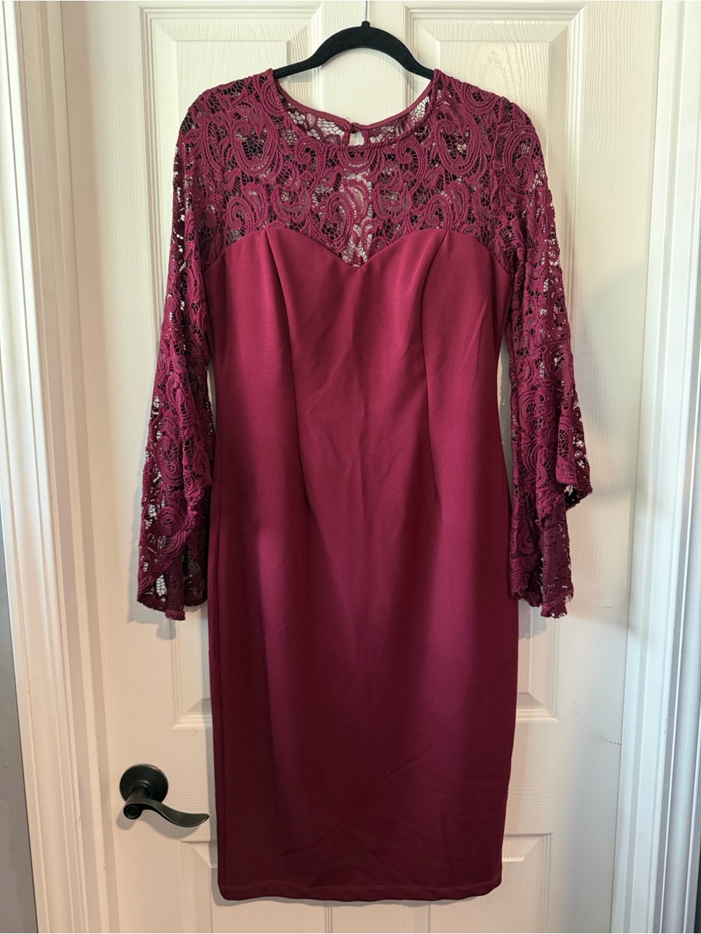 Burgundy Lace Midi Dress